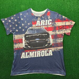 Aric Almirola Stewart-Haas Racing Team Smithfield Mens XL Tshirt‎ AOP Patriotic